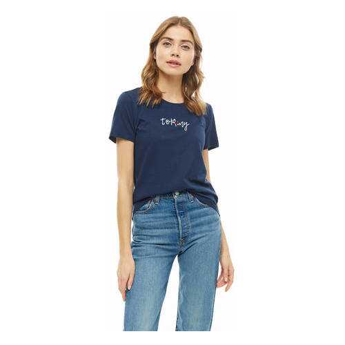 Футболка женская Tommy Jeans DW0DW06710 002 синяя S в Концепт Клаб